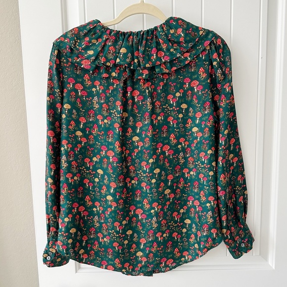 J Crew Collection Mushroom Floral Ruffle Collar Top - Picture 5 of 9